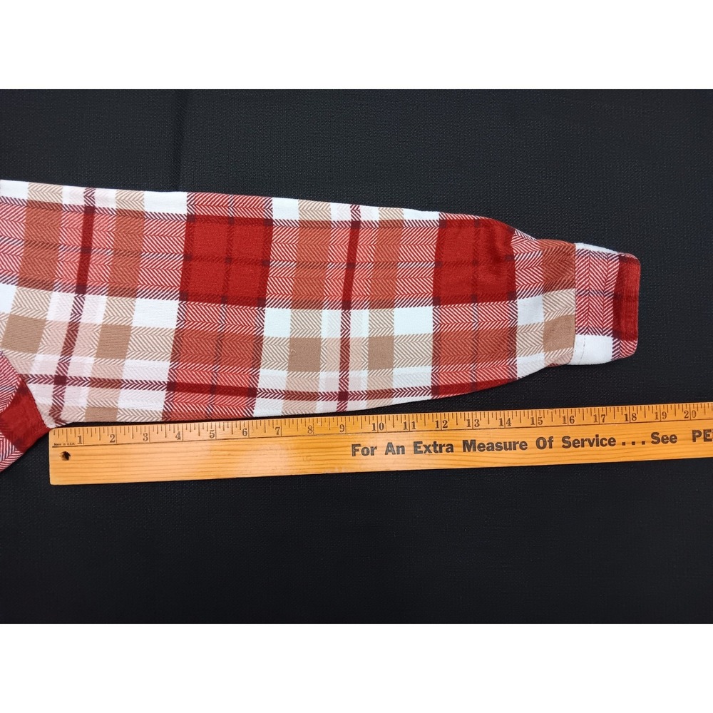 C&C California Womens Red Plaid Button Down Shirt Large Stretch Knit Flannel L - Picture 5 of 9